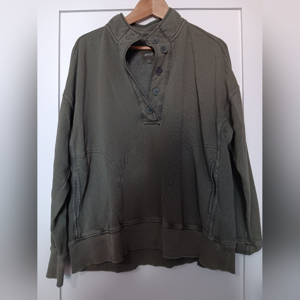 Aerie Olive Green Sweater with Relaxed Fit